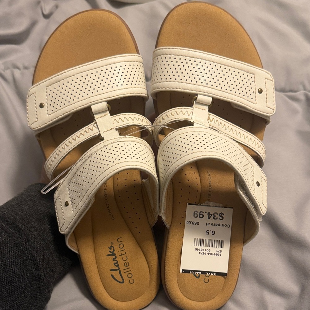 NWT Clarks Women's Cream summer Sandals size 6.5 and 6 - Picture 5 of 6
